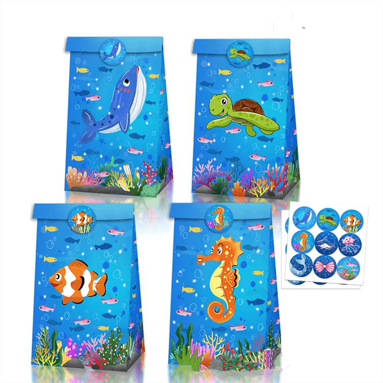 Marine Animals 12 Pcs Paper Party Bag - iKids