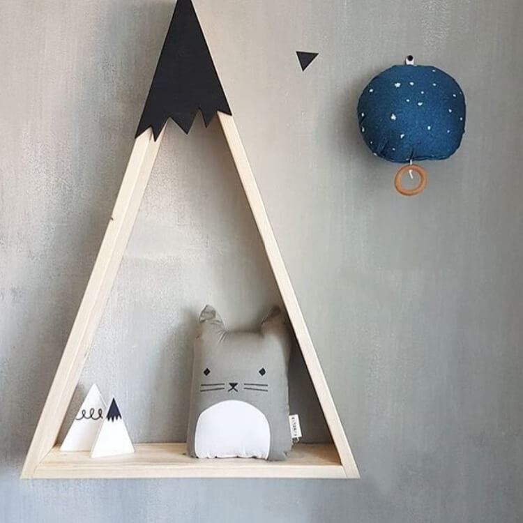 Triangular Wooden House Storage Rack Set | Black - iKids