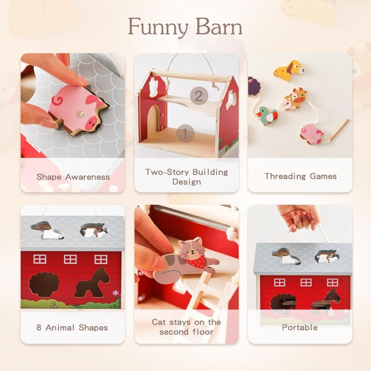 Wooden Farm Animal Barn House - iKids