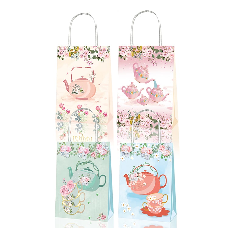 Party Favor Bag with Handles | Tea Party | 12 Pcs - iKids