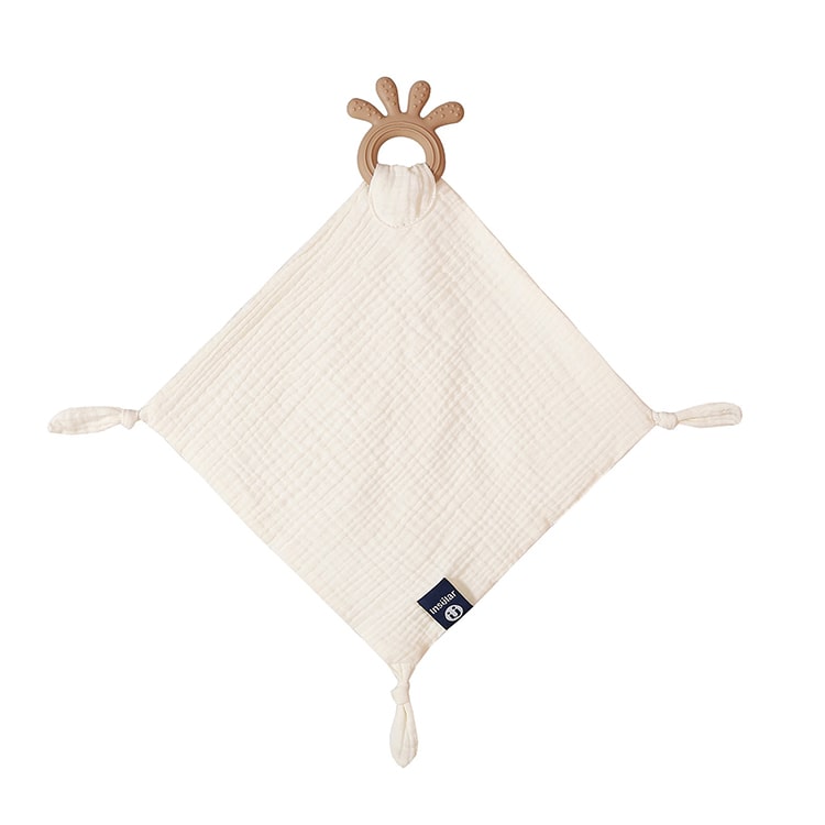 Baby Comforter with Teether Ring | Beige - iKids