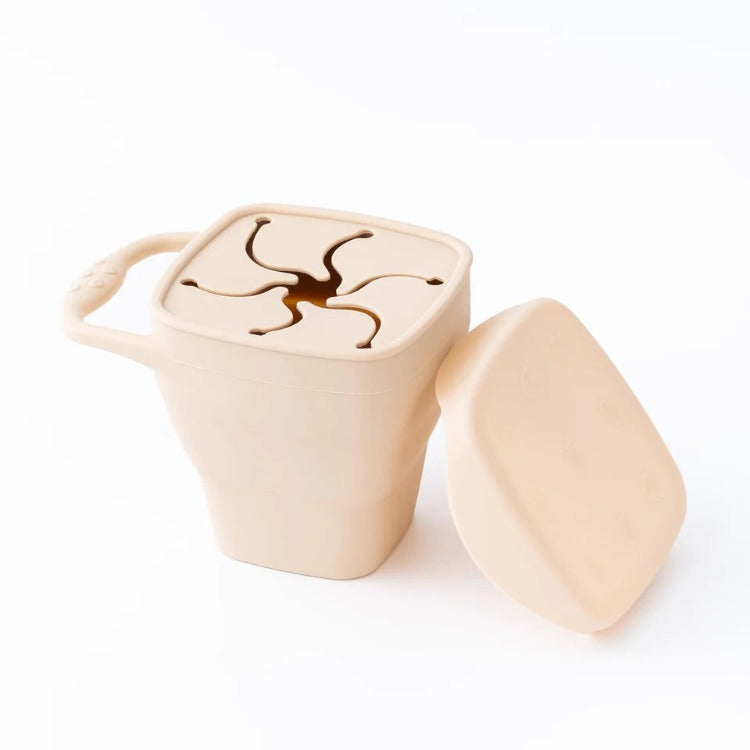 Silicone Foldable Snack Cup | Beige - iKids