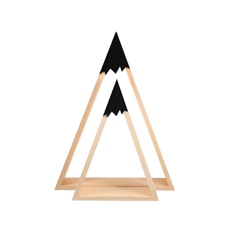 Triangular Wooden House Storage Rack Set | Black - iKids
