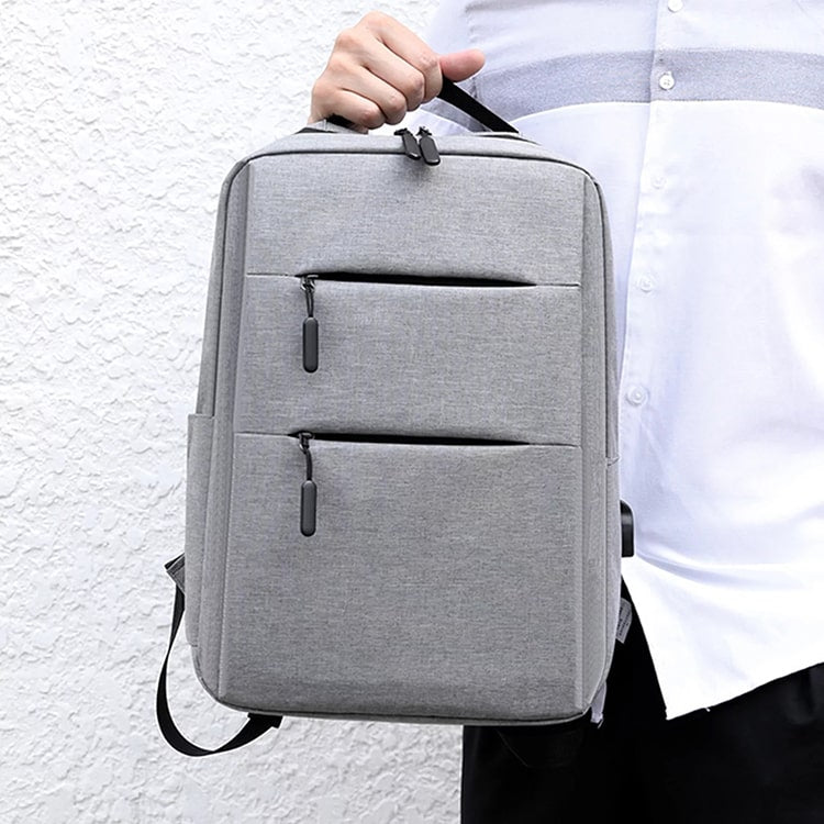 Grey USB Charging Double Shoulder Backpack - iKids