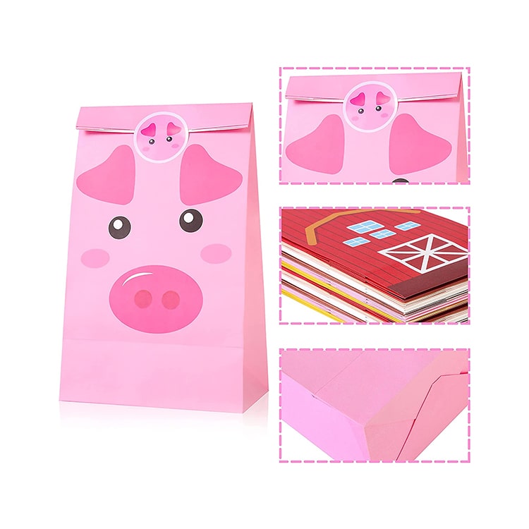 Paper Party Bag | Cartoon Farm Animal | 12 Pcs - iKids