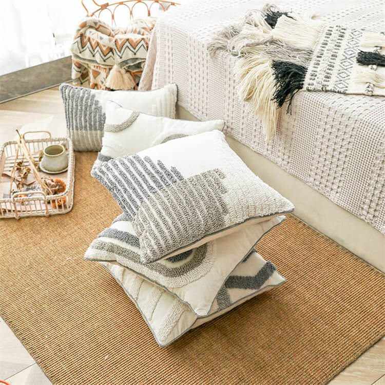 Geometric Woven Tufted Scatter Cushion | Strip - iKids