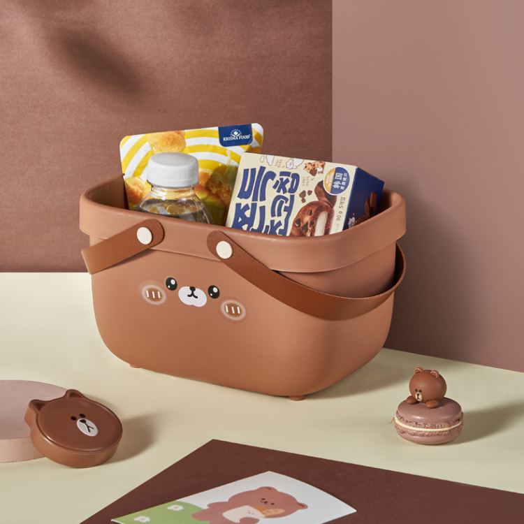 Brown Bear Animal Storage Basket Organize with Handles Easy Carry iKids