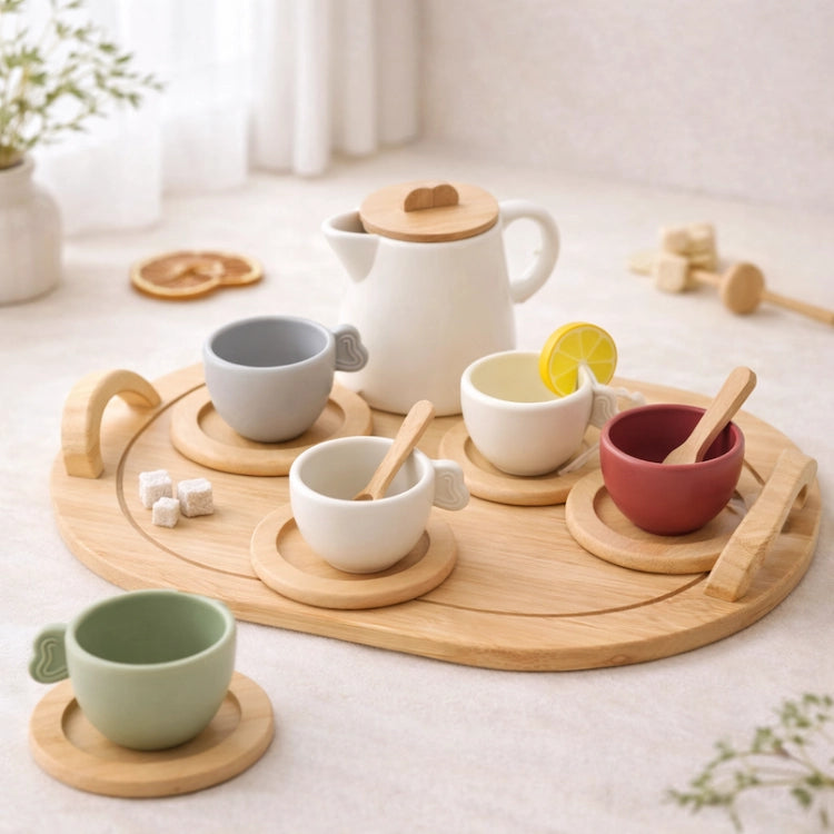 Son and daughter 2点set Wooden Silicone Afternoon Tea Set | iKids