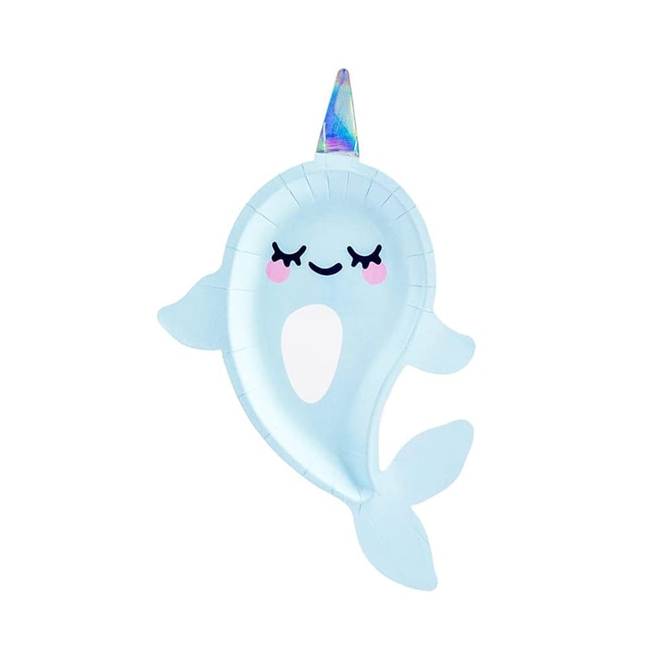 Party Paper Plate | Blue Narwhal Shaped | Set of 8 - iKids