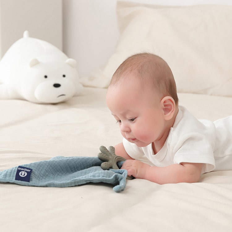 Baby Towel with Teether Ring | Blue - iKids