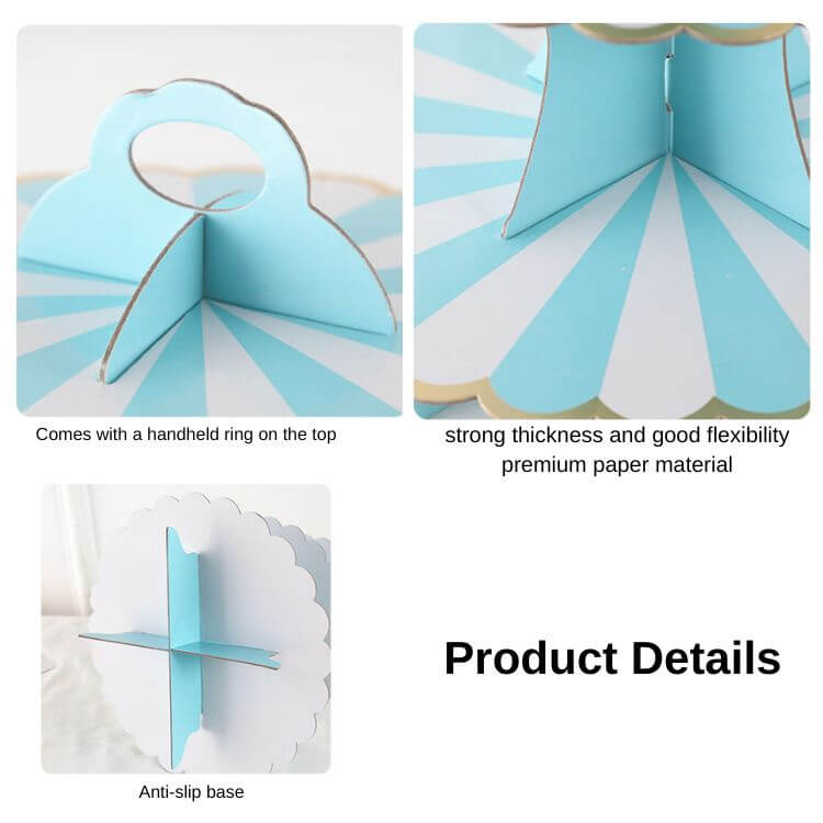 Paper Cake Stand | Blue | Three-Layer - iKids