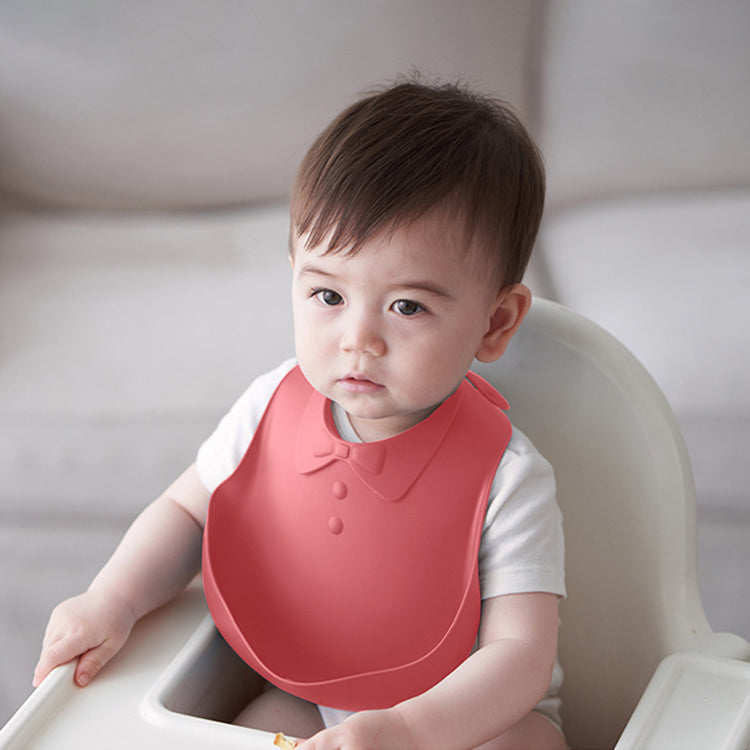 Bow Tie Silicone Bib Coral Red - iKids