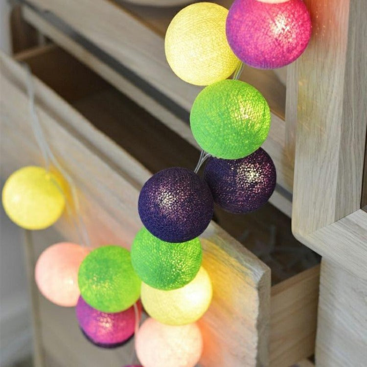 String Lights 20 Cotton Balls - Rainbow - iKids