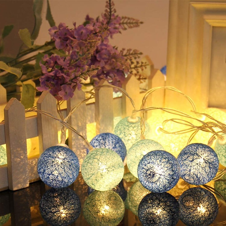 String Lights 10 Cotton Balls - Blue - iKids