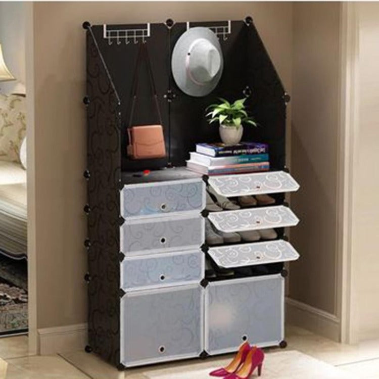 DIY Shoe Organizer with Hat Rack Black - iKids