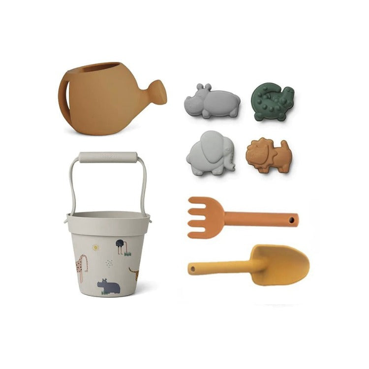 Silicone Beach Bucket Set | Animal 8pc Set - iKids
