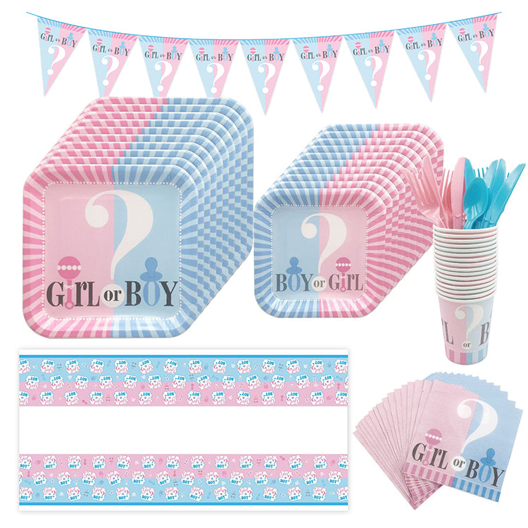 Party Tableware | Baby Gender Reveal | 16 Guests - iKids