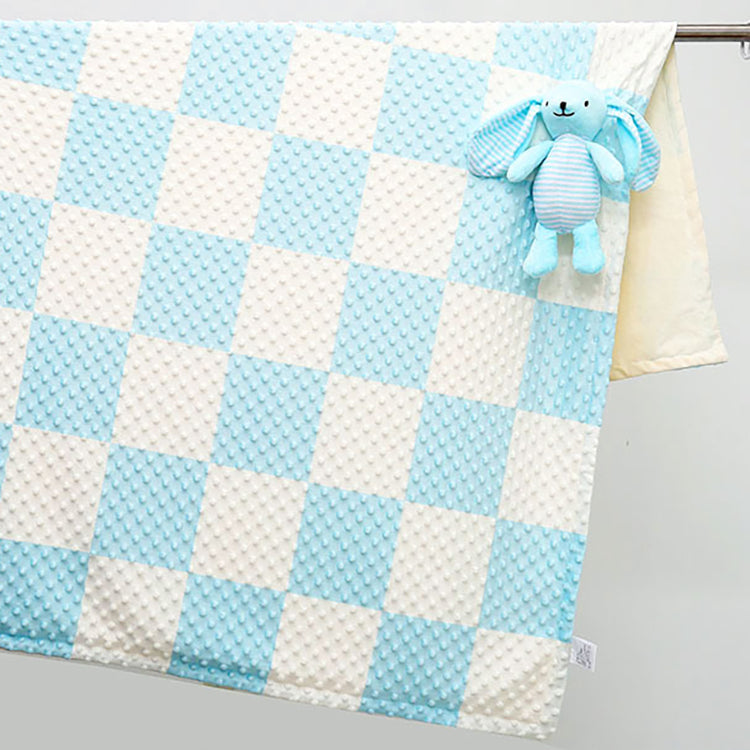 Baby Minky Dot Blanket with Plush Toy Blue - iKids