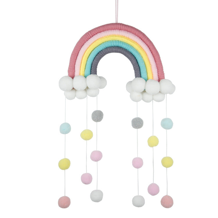 Rainbow Pom Pom Tassel Mobile Grey - iKids