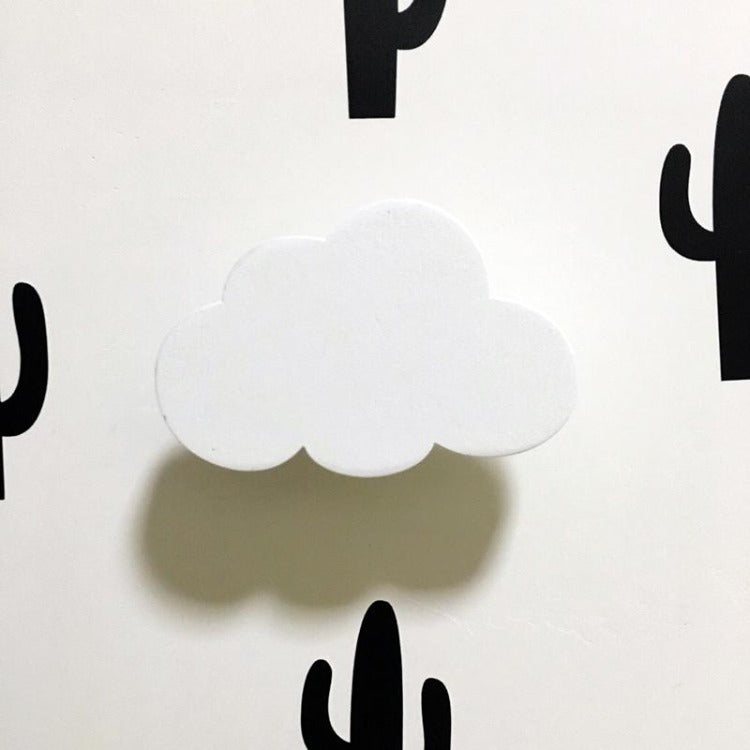 Cloud Wooden Wall Hook White Cute Kids Room Decorative Art Set