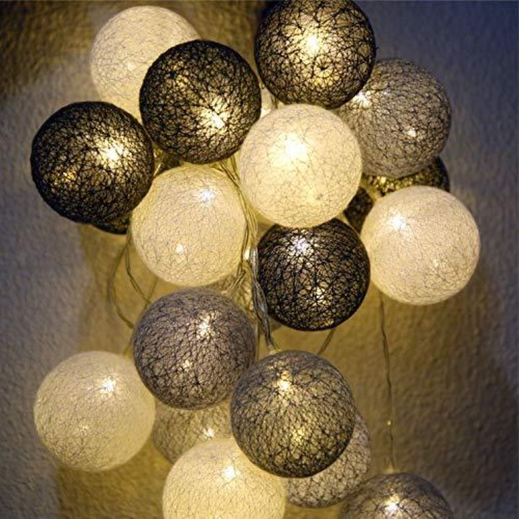 String Lights 20 Cotton Balls - Grey - iKids