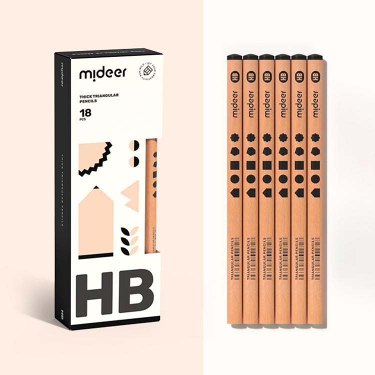 Mideer 18pcs Thick Triangular HB Pencils