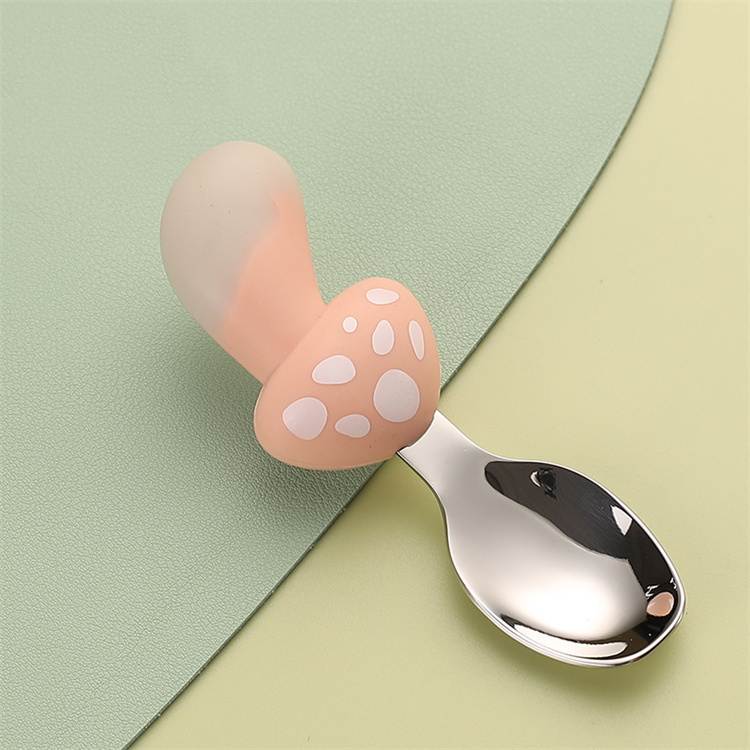 Mushroom Silicone 4 Pcs Tableware Set | Pink - iKids