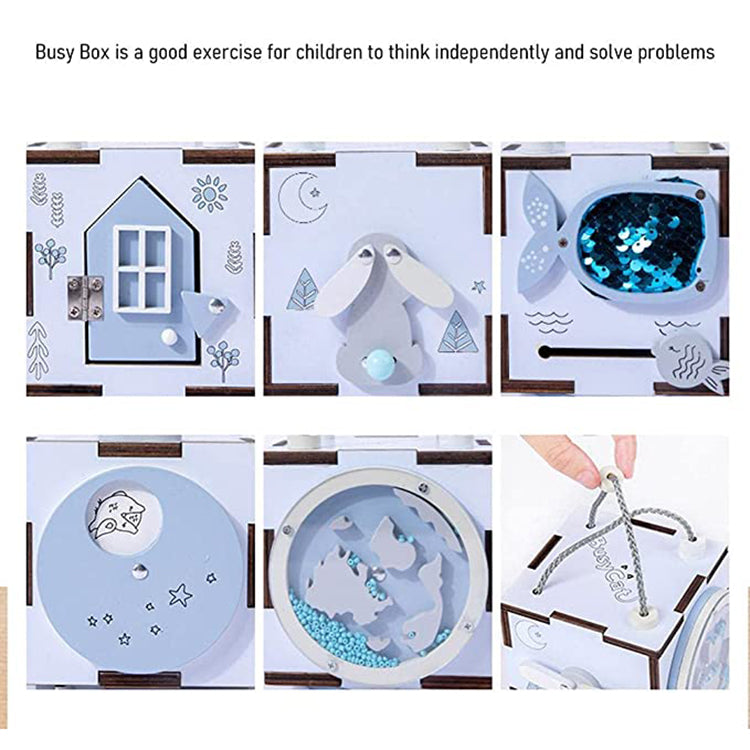 6 Side Busy Boards Cube | Blue - iKids