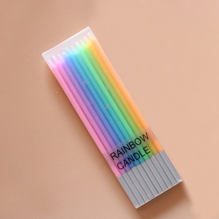 Skinny Birthday Candle | Rainbow 10-Count - iKids