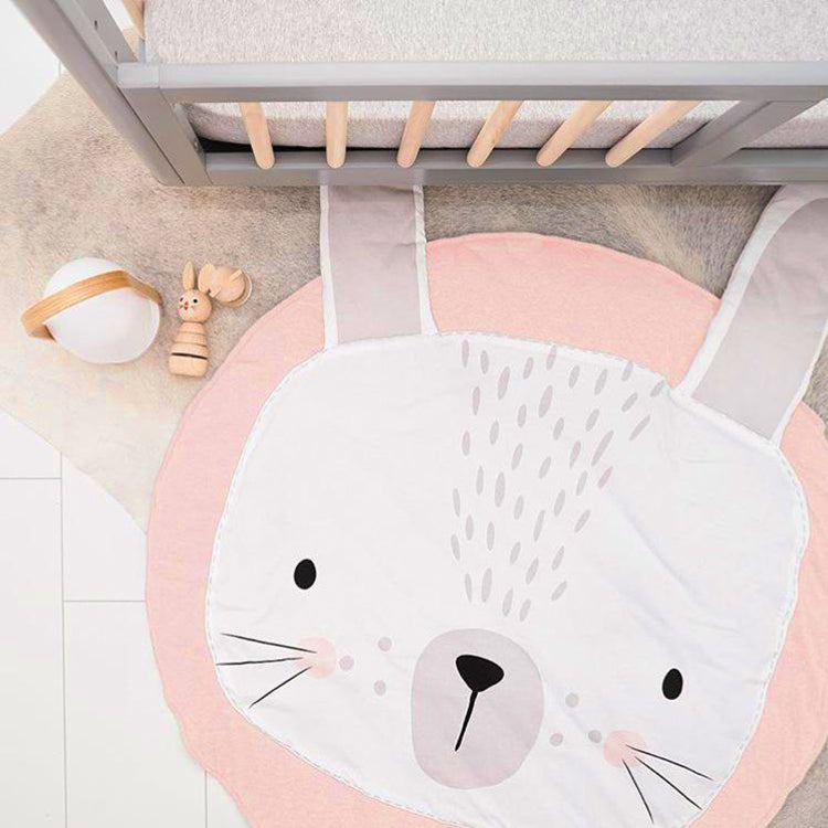 Forest Rabbit Pink Round Baby Floor Play Mat Soft Kids Room Decor