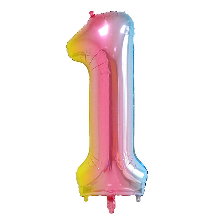 Toy Themed Birthday Balloon Set - Number 1 Balloon With Rocket & 25 Colorful Latex Balloons