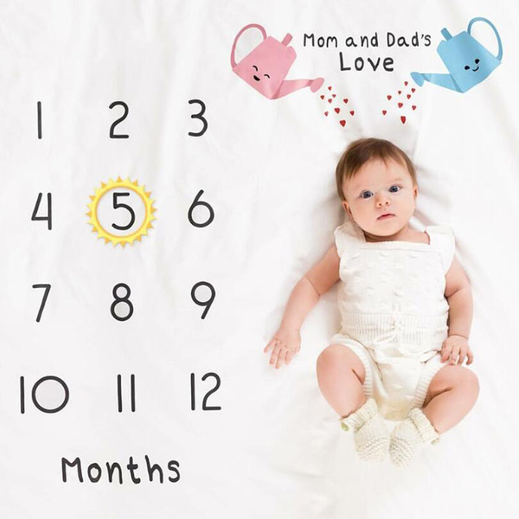 Kettle Newborn Baby Monthly Milestone Blanket Photo Watch me Grow