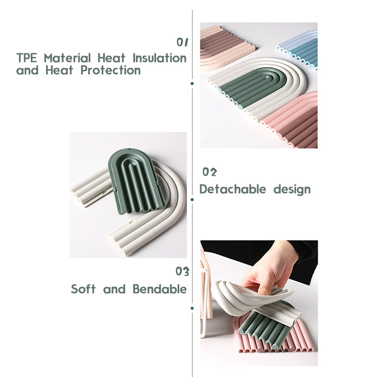 Silicone Pan Trivet Mat | Green Pastel Rainbow - iKids