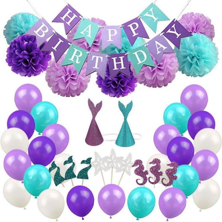 Purple Mermaid Party Decorations Set - iKids
