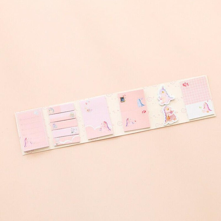 6 in 1 Cartoon Sticky Notes Pink Dinosaur - iKids