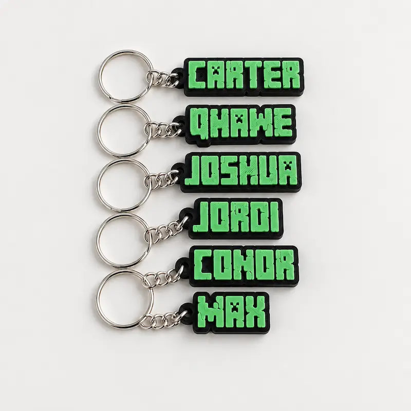Personalised Minecraft Font Name Keychain