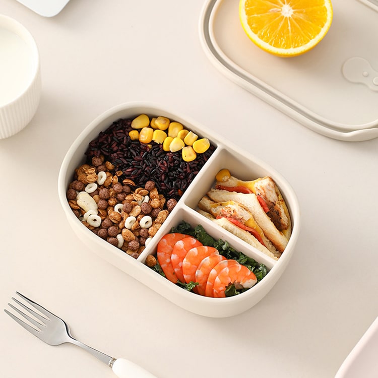 Grey Divided Sealed Silicone Lunch Box - iKids