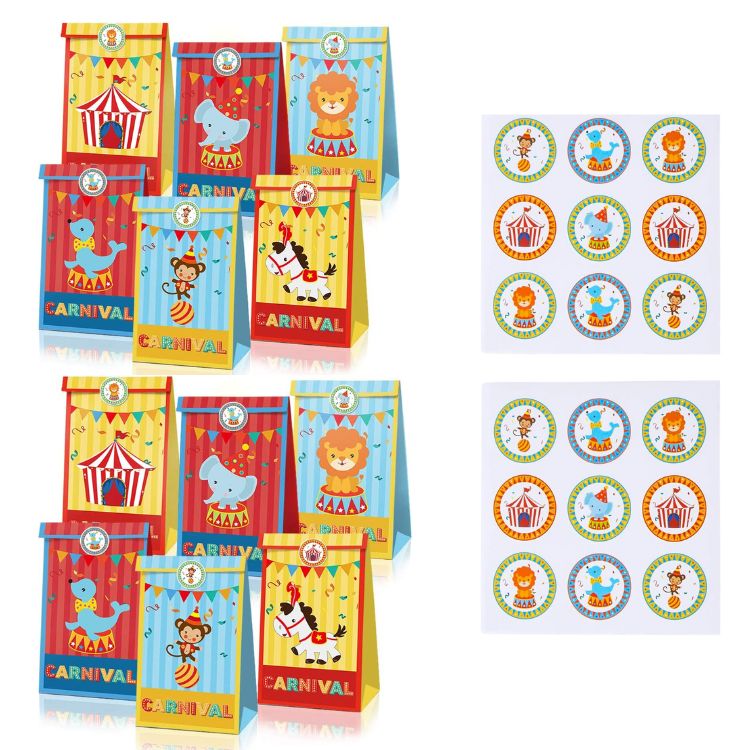 Paper Party Bag | Carnival Circus | 12 Pcs - iKids