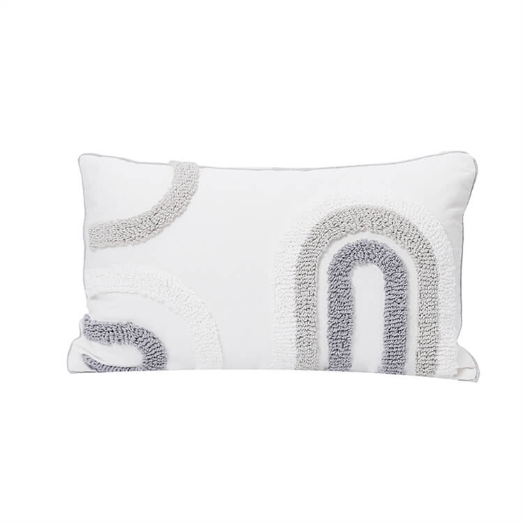 Geometric Woven Tufted Lumbar Pillow | Curve - iKids