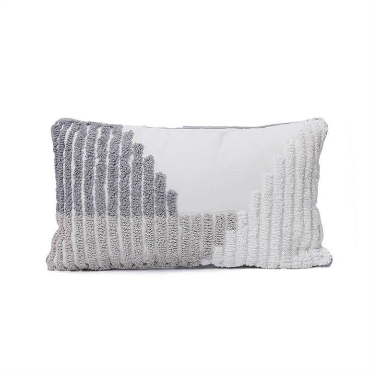 Geometric Woven Tufted Lumbar Pillow | Strip - iKids