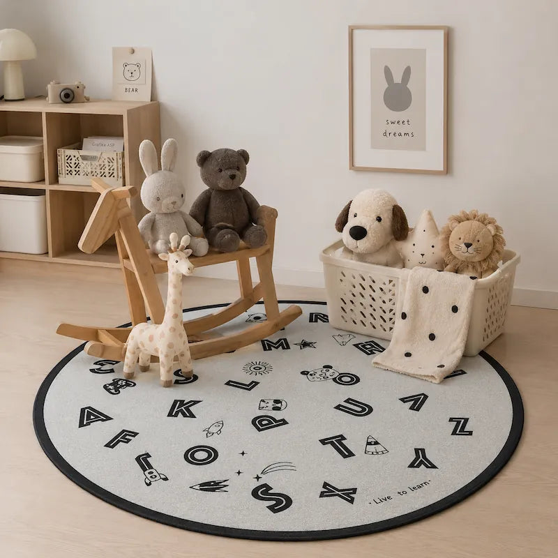 Alphabet Adventure Round Floor Mat | Cotton Nursery Rug from iKids.co.za
