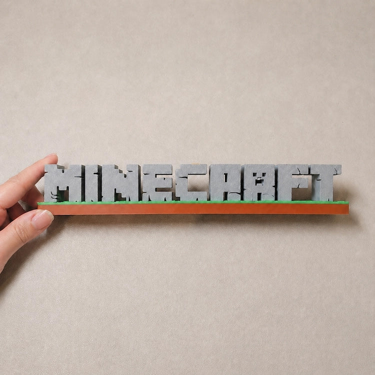 Custom 3D Printed Name Sign BlockCraft Font from iKids Studio
