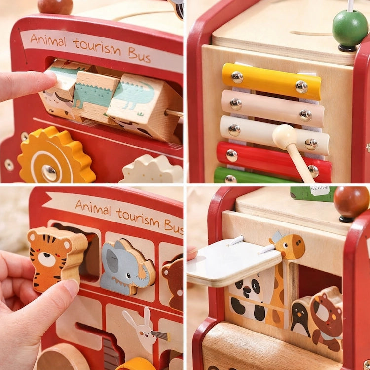 5-in-1 Wooden Animal Activity & Sensory Bus from iKids.co.za