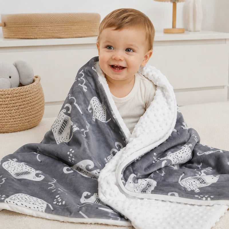 Elephant Big Minky Dot Blanket from iKids.co.za