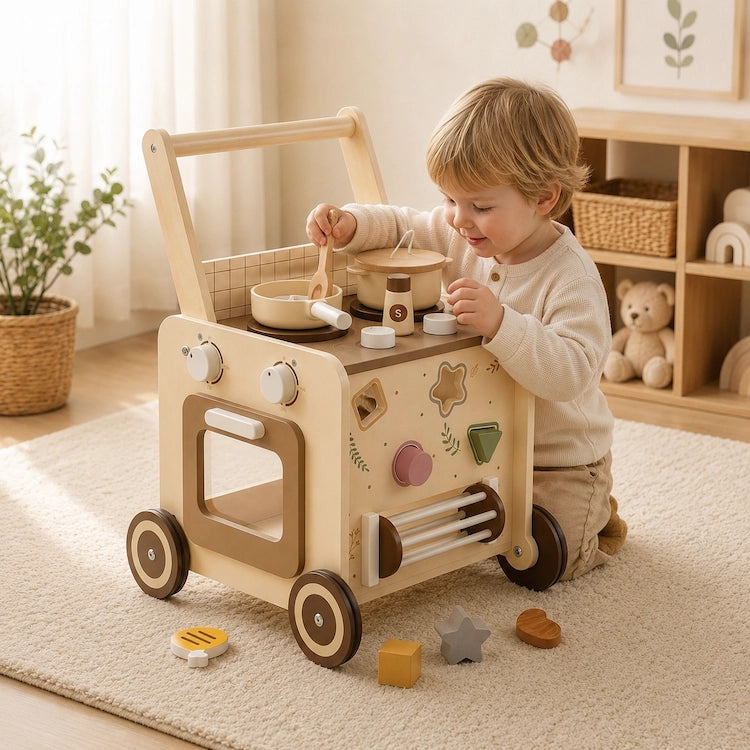 Wooden Activity Walker & Pretend Play Kitchen from iKids.co.za