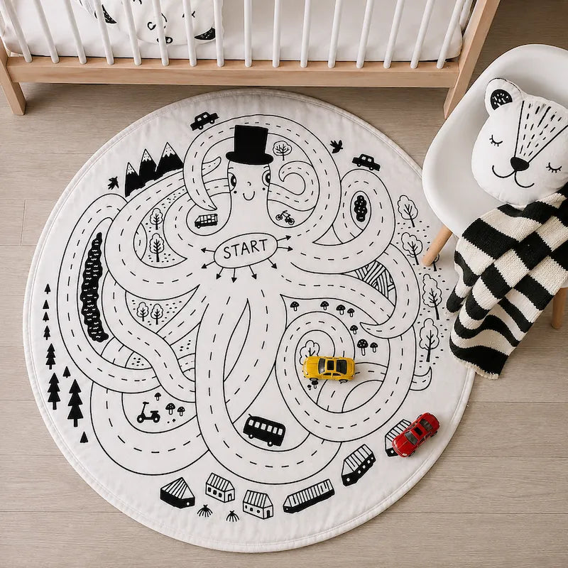 White Octopus Adventure Round Play Mat from iKids.co.za