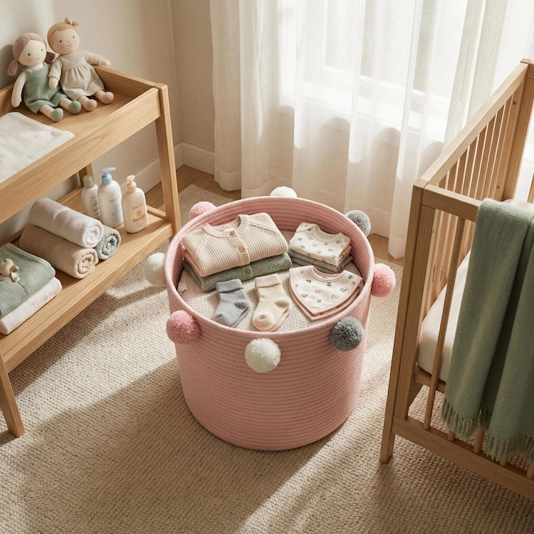 Pink Cotton Rope Storage Basket from iKids.co.za