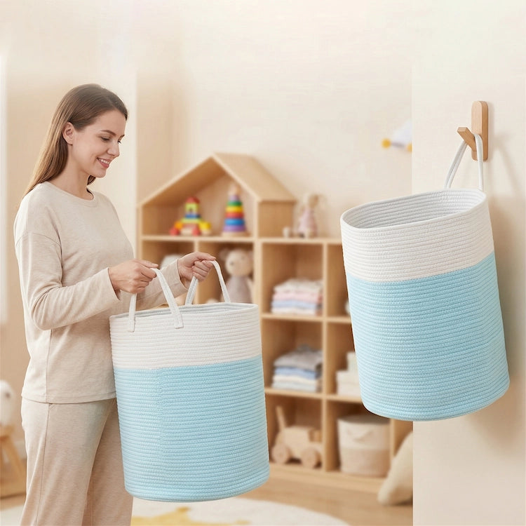 Large Blue Cotton Rope Toy Storage Basket from iKids.co.za