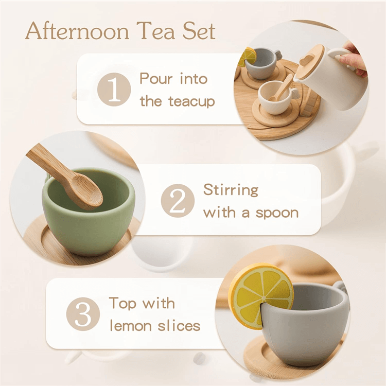 Wooden Silicone Afternoon Tea Set - iKids