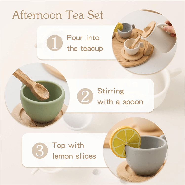 Wooden Silicone Afternoon Tea Set | iKids